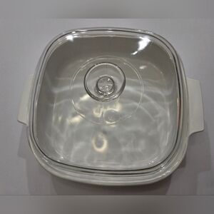 Vintage Corningware Peach Floral Pattern 2.5 Liter Square With Lid